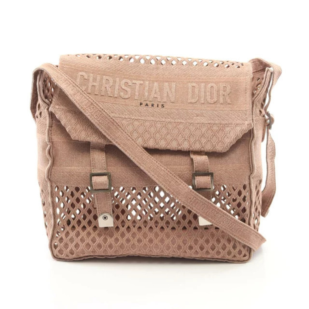 Christian Dior CAMP Mesh Messenger Bag Shoulder Canvas Pink